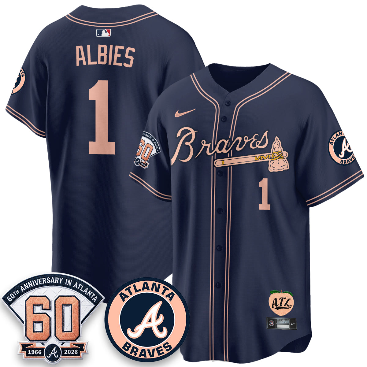 ATL 60th Anniversary Peach Edition Vapor Premier Limited Jersey - Stitched (28)