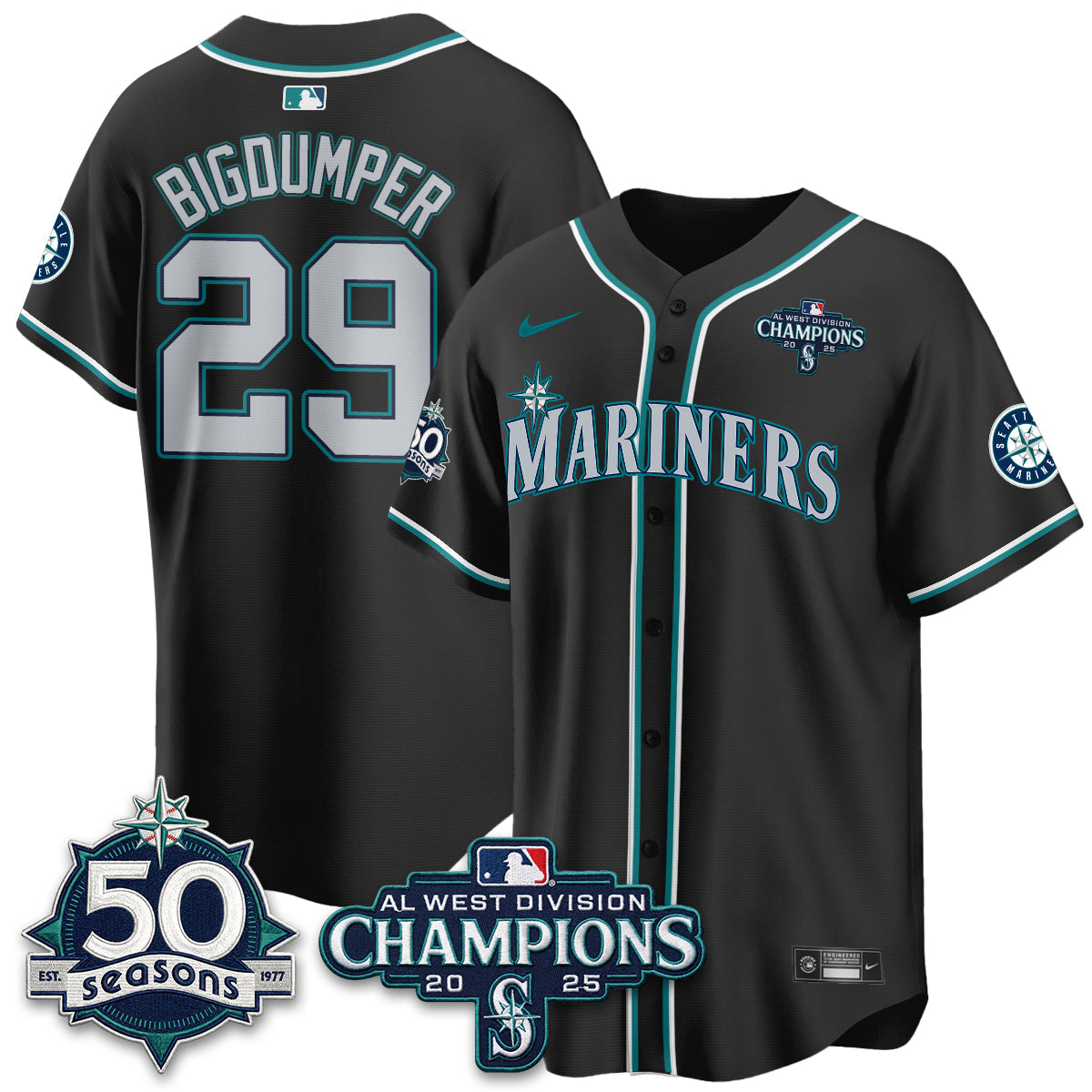 SEA 50th Anniversary Black Out Style Vapor Premier Limited Jersey - Stitched