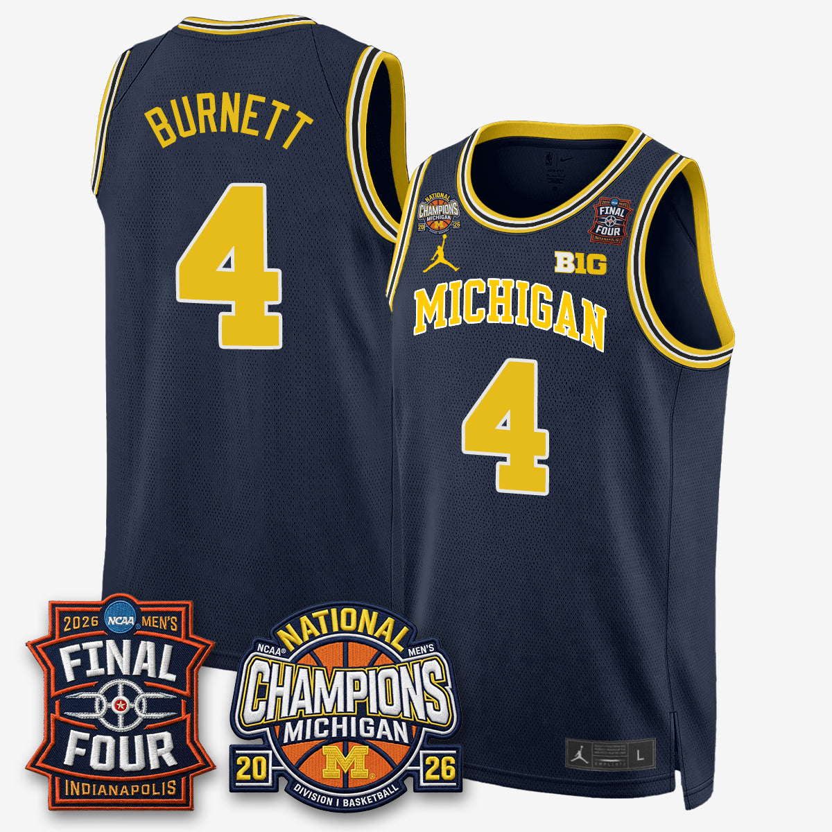 MICH Men's Basketball National Champions Big Text Limited Vapor Jersey - All Stitched