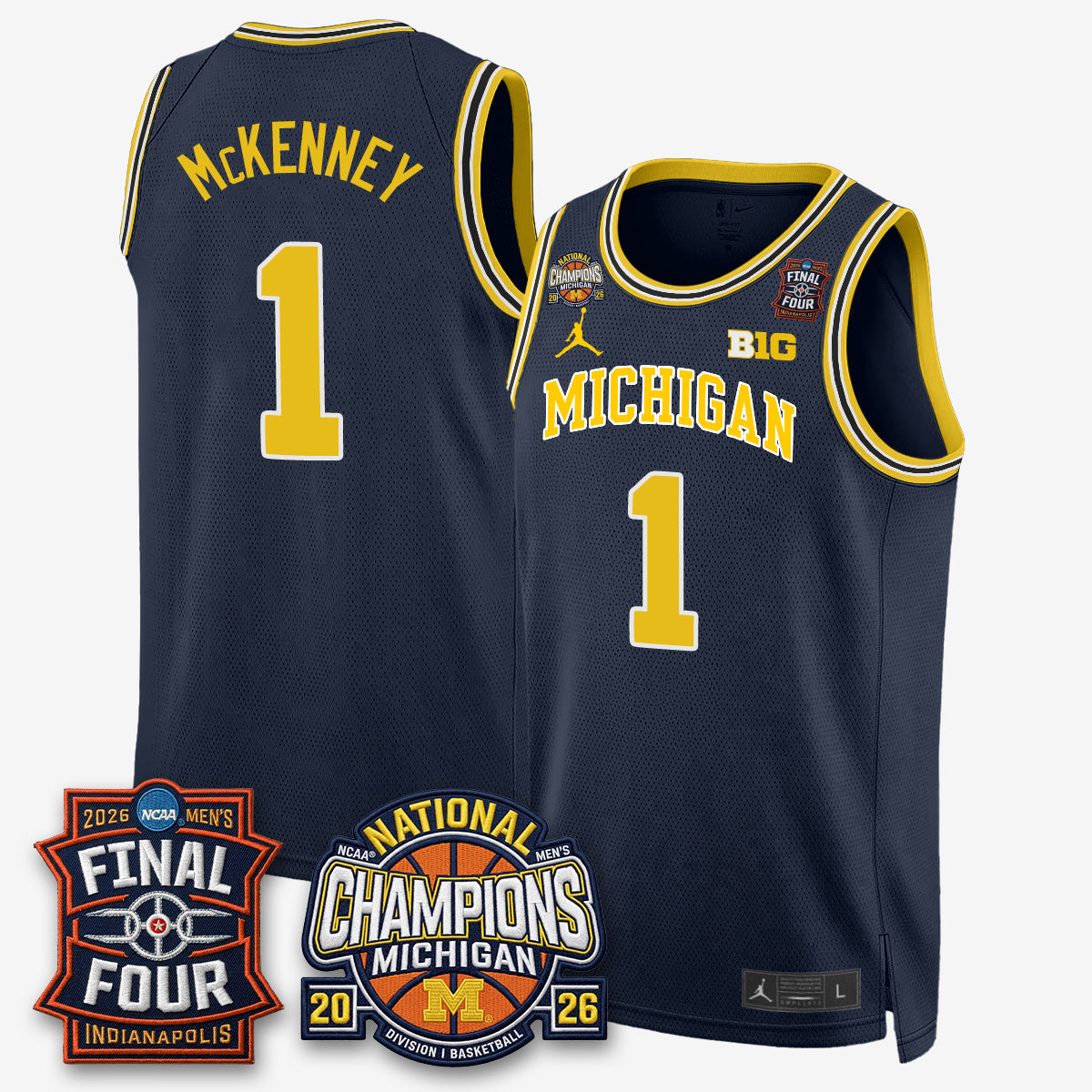MICH Men's Basketball National Champions Big Text Limited Vapor Jersey - All Stitched
