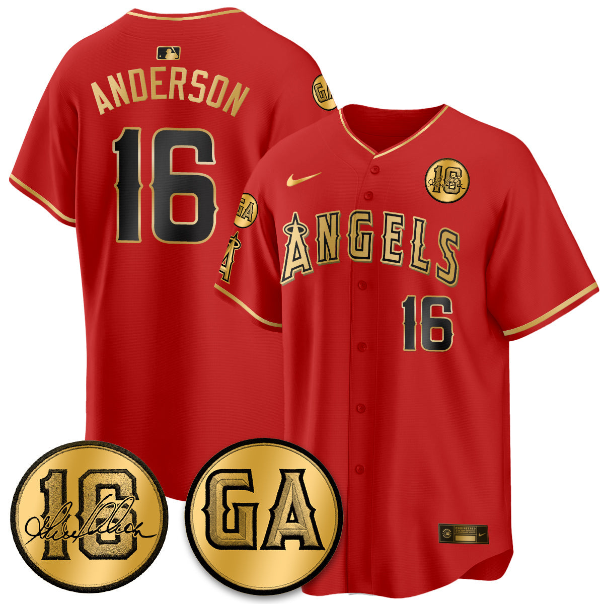 LAA Garret Anderson Tribute Patch Vapor Jersey - All Stitched V2