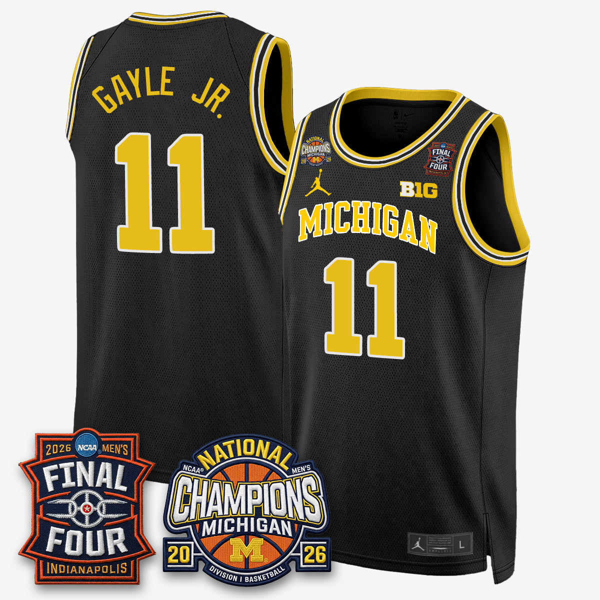 MICH Men's Basketball National Champions Big Text Limited Vapor Jersey - All Stitched