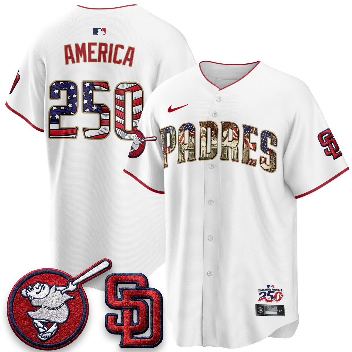 SD 2026 Independence Day USA Vapor Limited White Jersey - Stitched