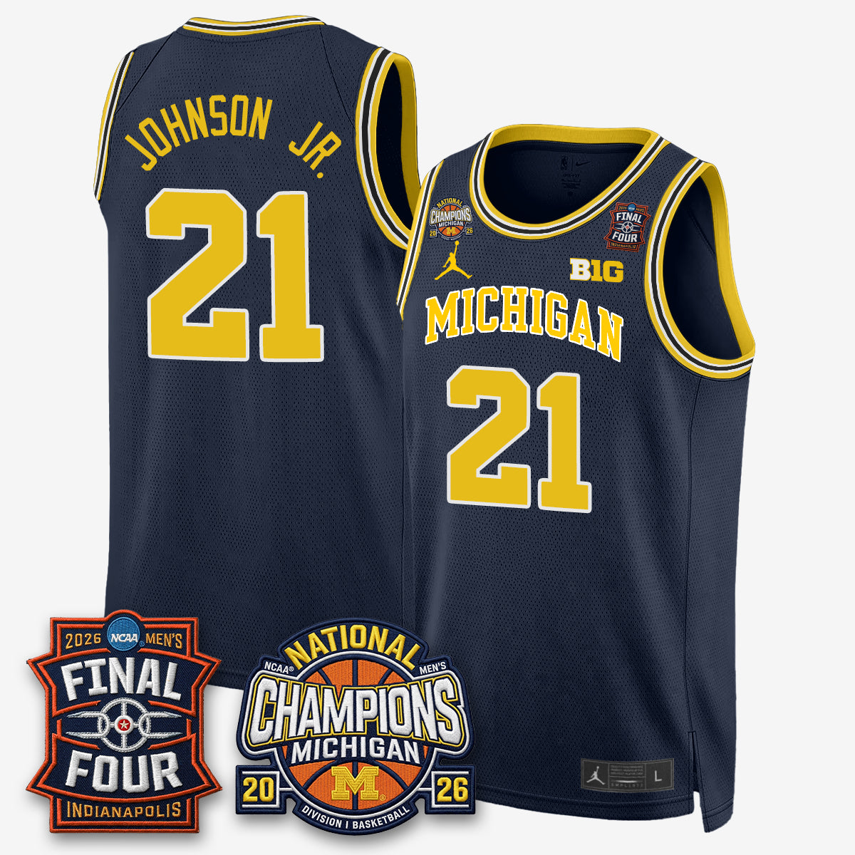 MICH Men's Basketball National Champions Big Text Limited Vapor Jersey - All Stitched