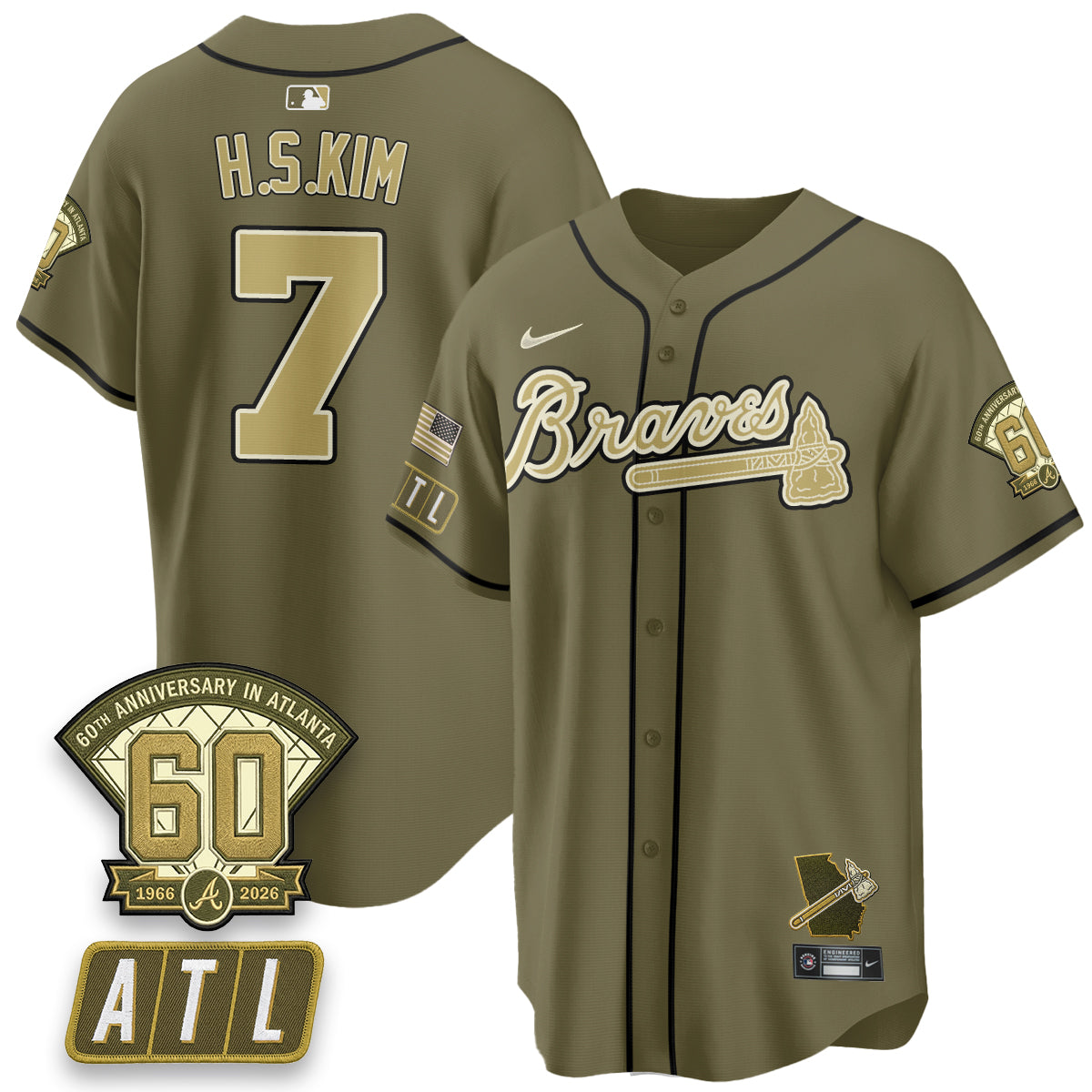 ATL New Era Olive 2026 Armed Forces Day Vapor Limited Jersey - Stitched
