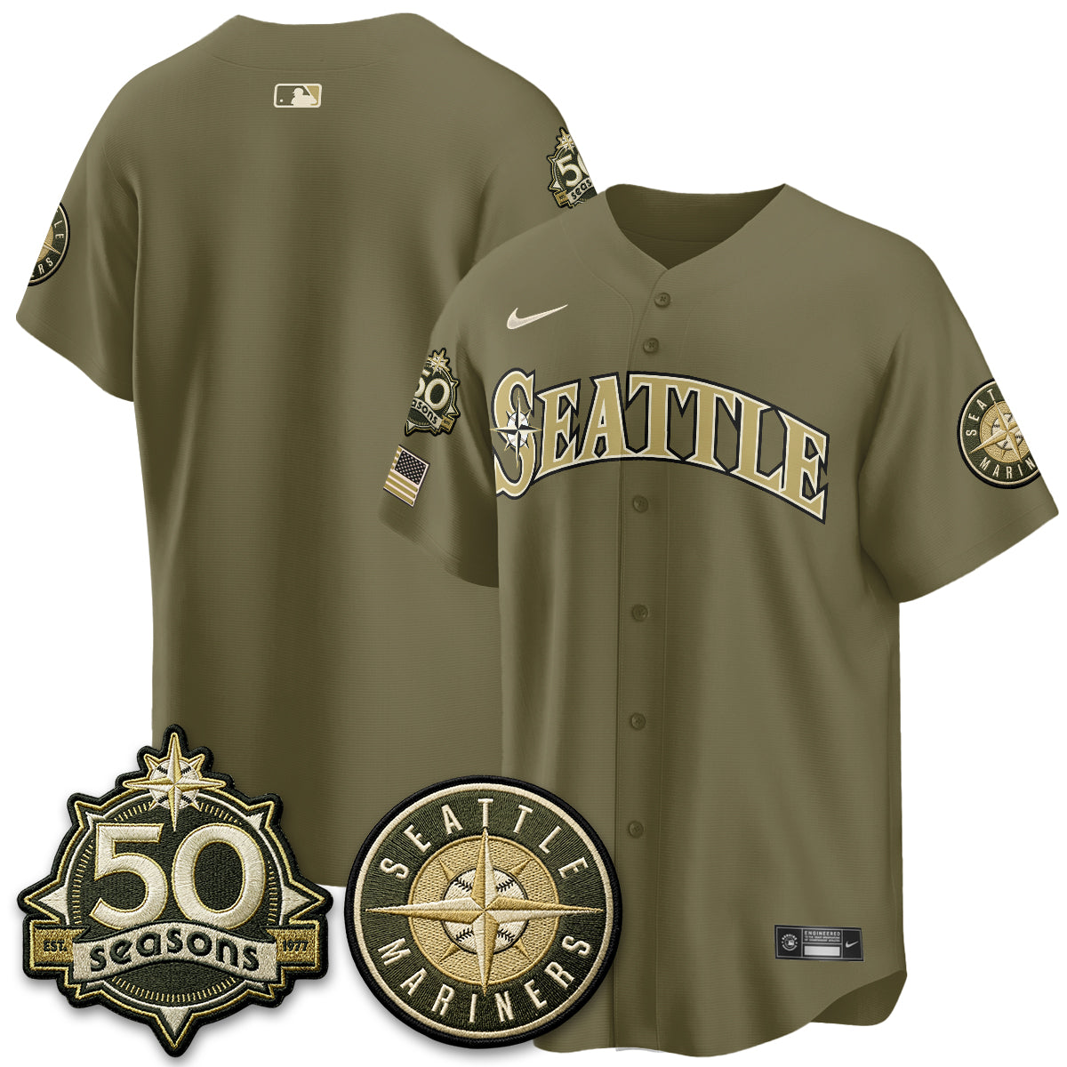 SEA New Era Olive 2026 Armed Forces Day Jersey - Stitched