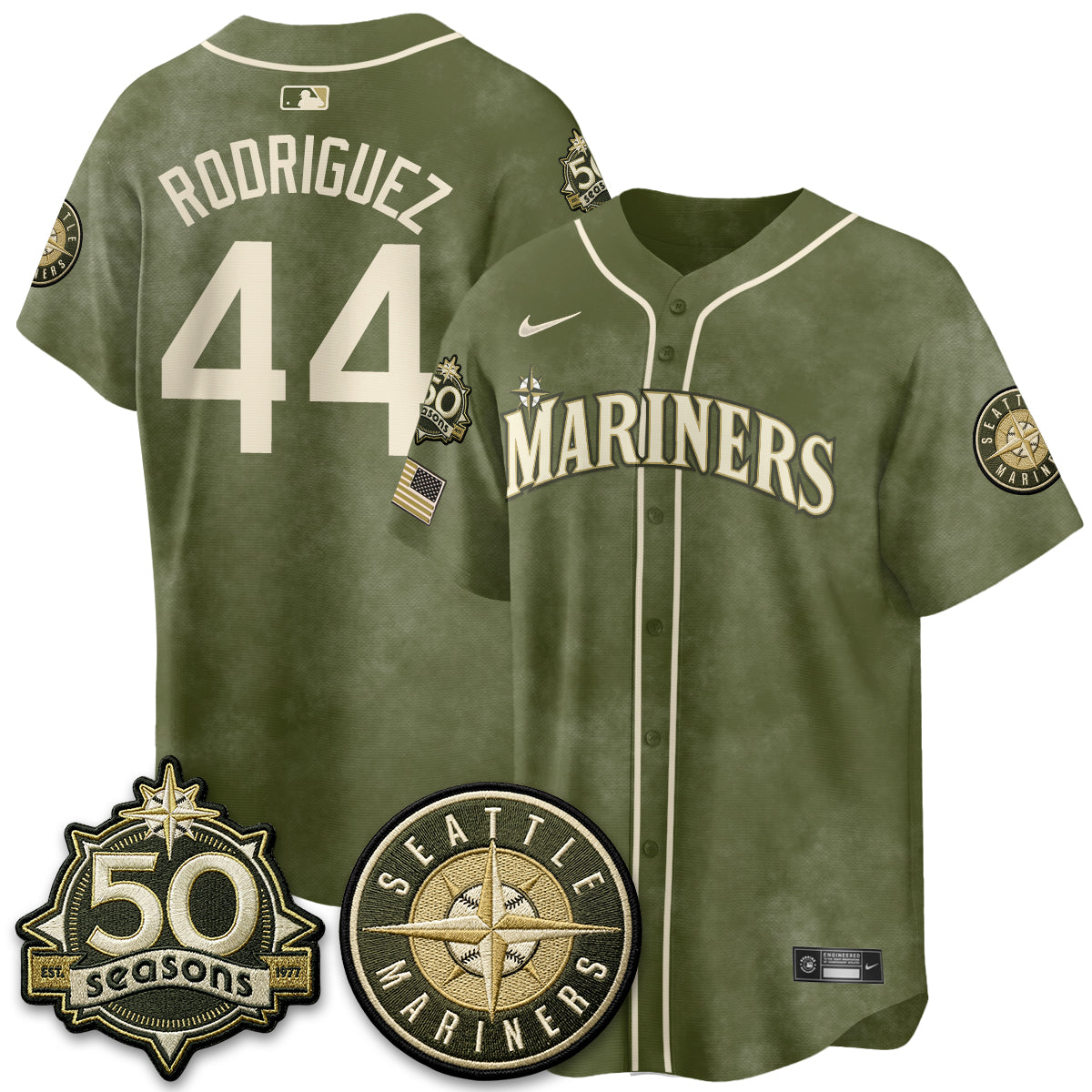 SEA New Era Olive 2026 Armed Forces Day Jersey - Stitched