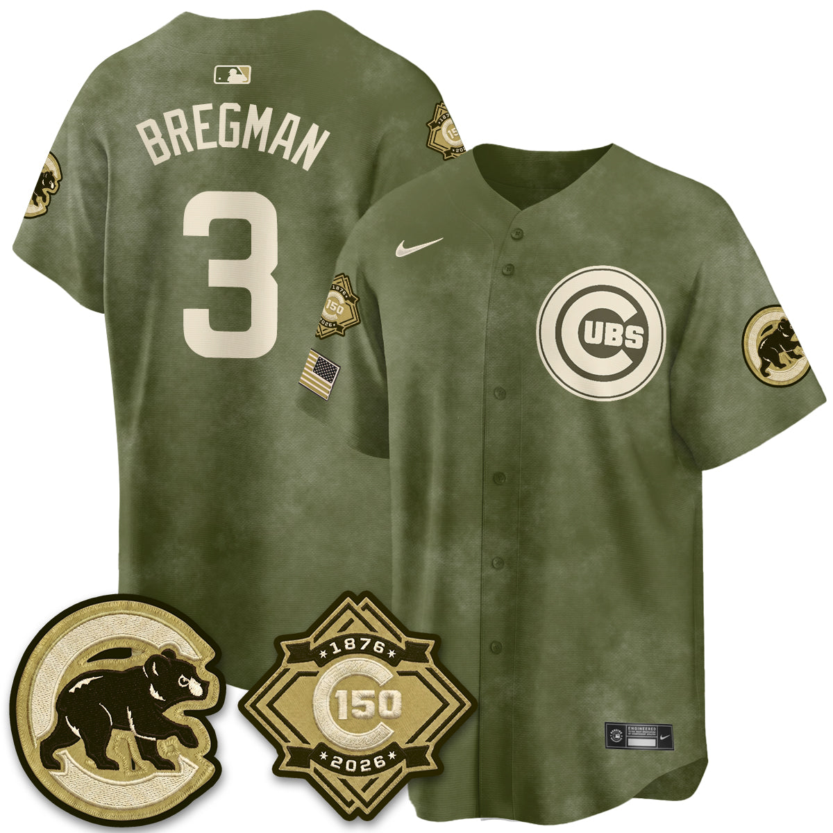CHC New Era Olive 2026 Armed Forces Day Jersey -All Stitched