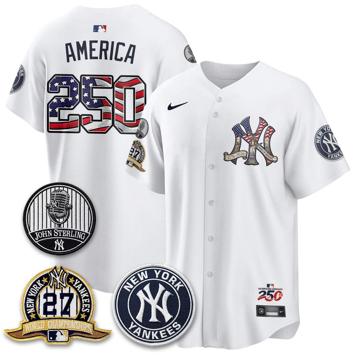 NYY Independence Day USA Vapor Limited Jersey - Stitched