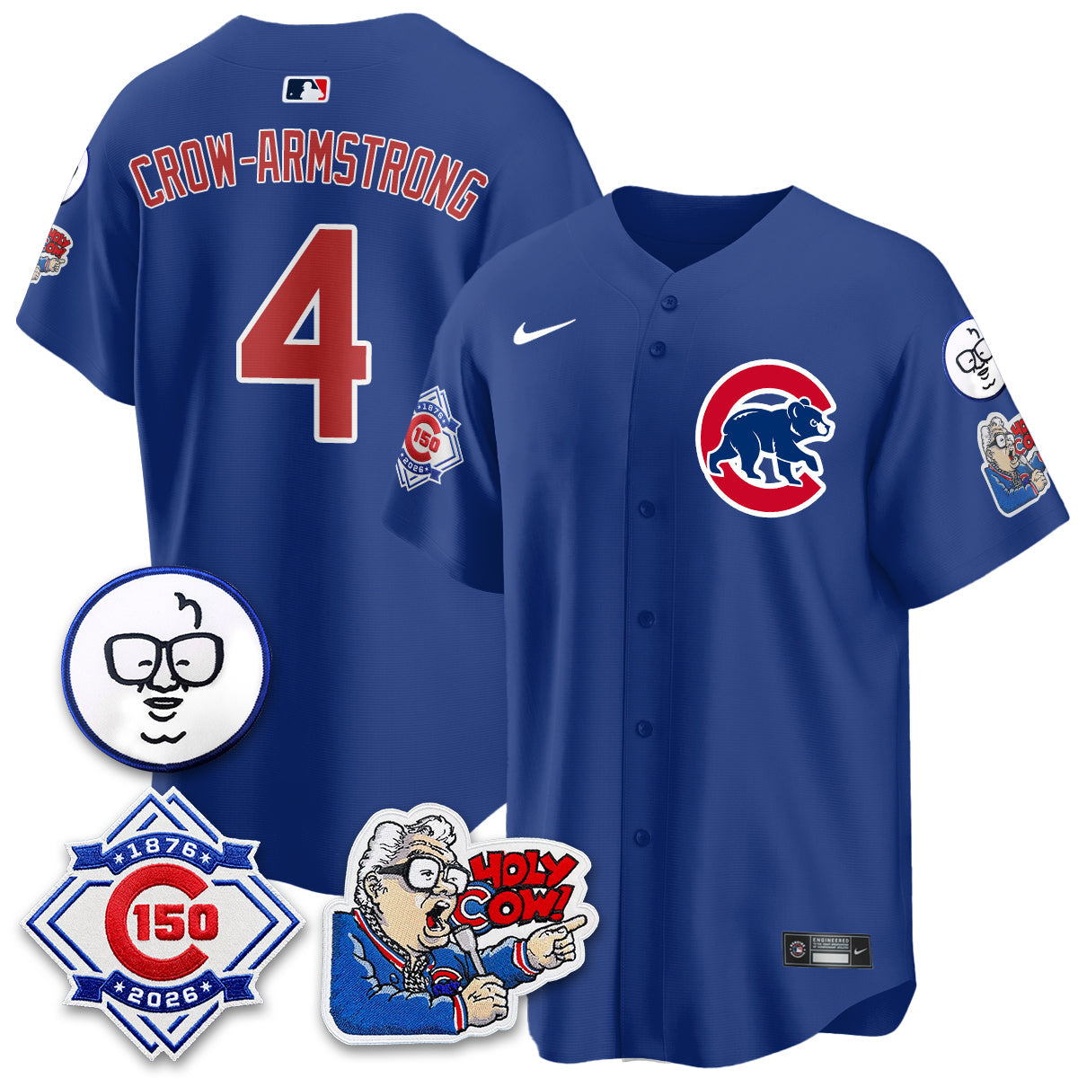 CHC 150th Anniversary Harry Caray Holy Cow Limited Navy Jersey - Stitched V2