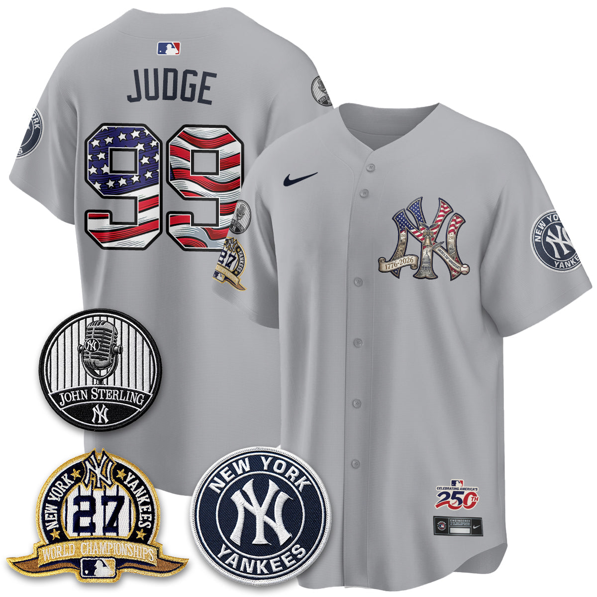 NYY Independence Day USA Vapor Limited Jersey - Stitched