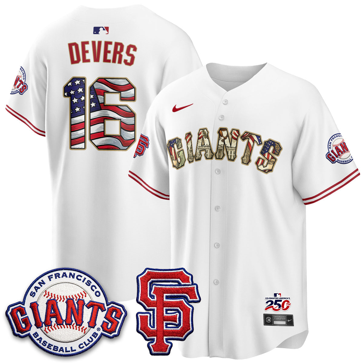San Francisco Giants2026 Independence Day USA Jersey - Stitched