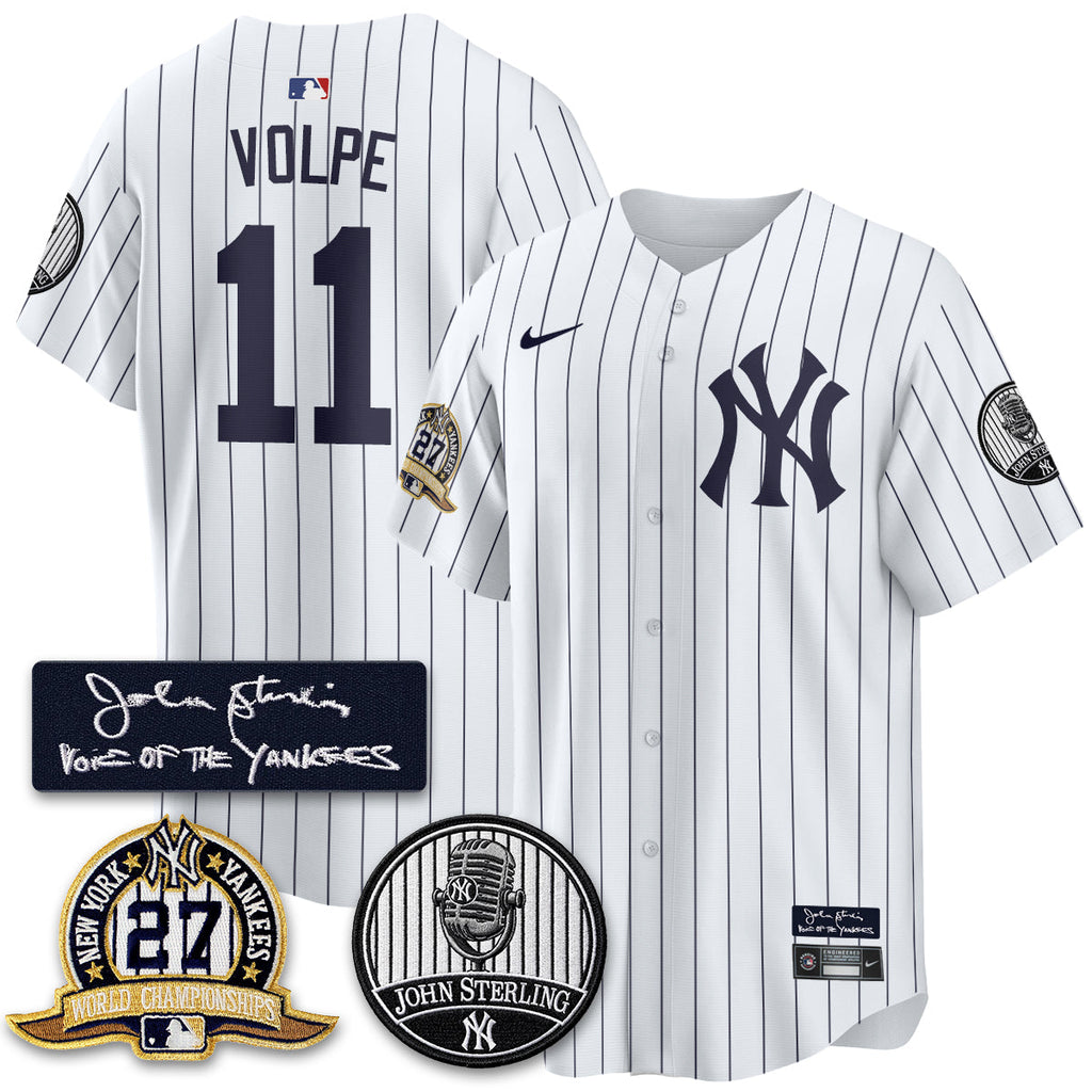 NYY John Sterling Tribute Patch Limited Gold Jersey - Stitched