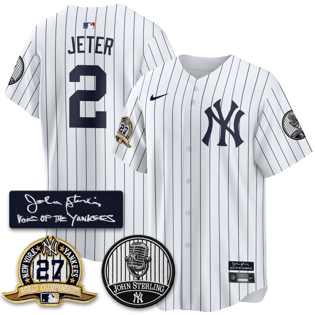 NYY John Sterling Tribute Patch Limited Gold Jersey - Stitched