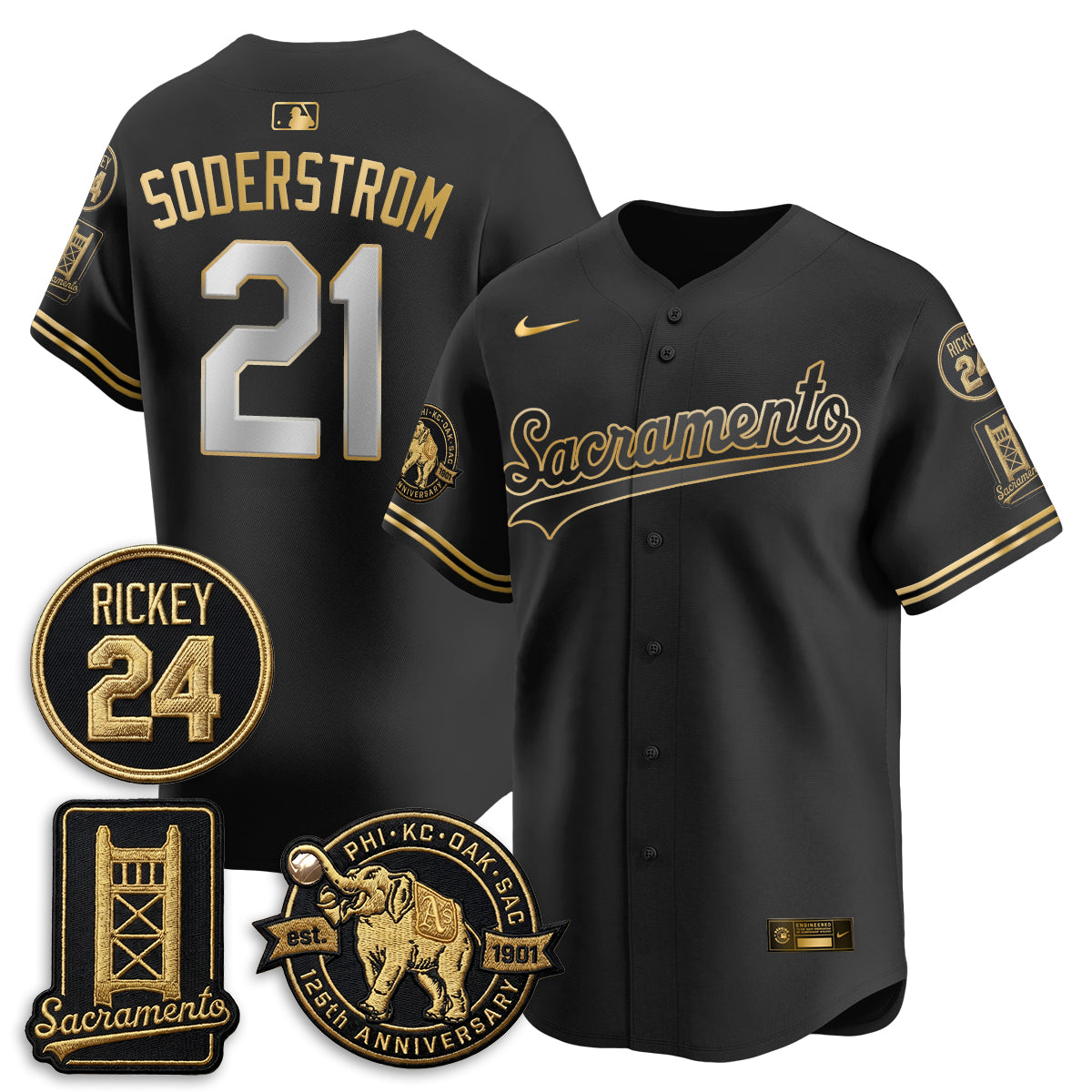 OAK 2026 Alternate Sacramento 125 Years Limited Vapor Gold Edition Jersey - All Stitched