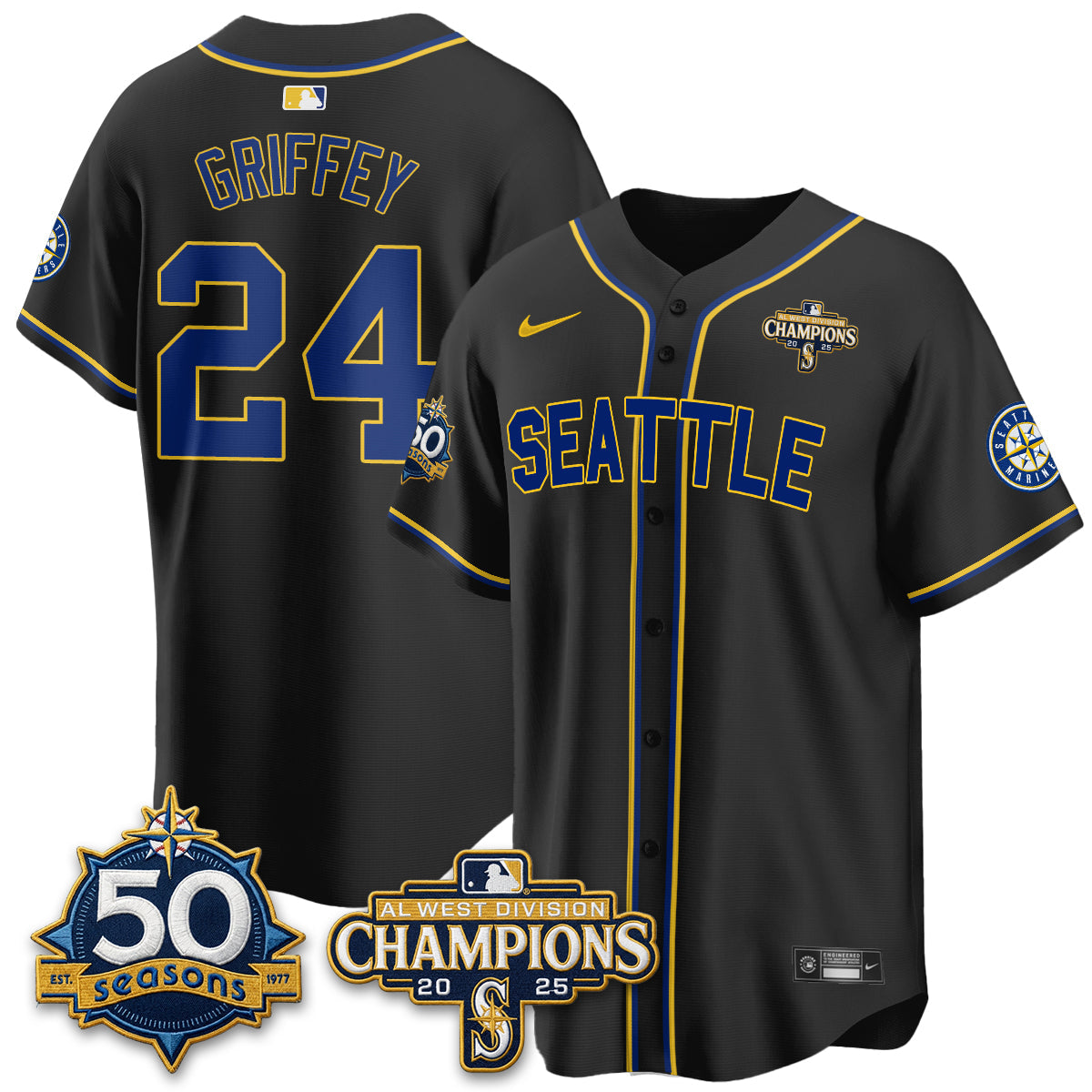 SEA 50th Anniversary Black Out Style Vapor Premier Limited Jersey - Stitched