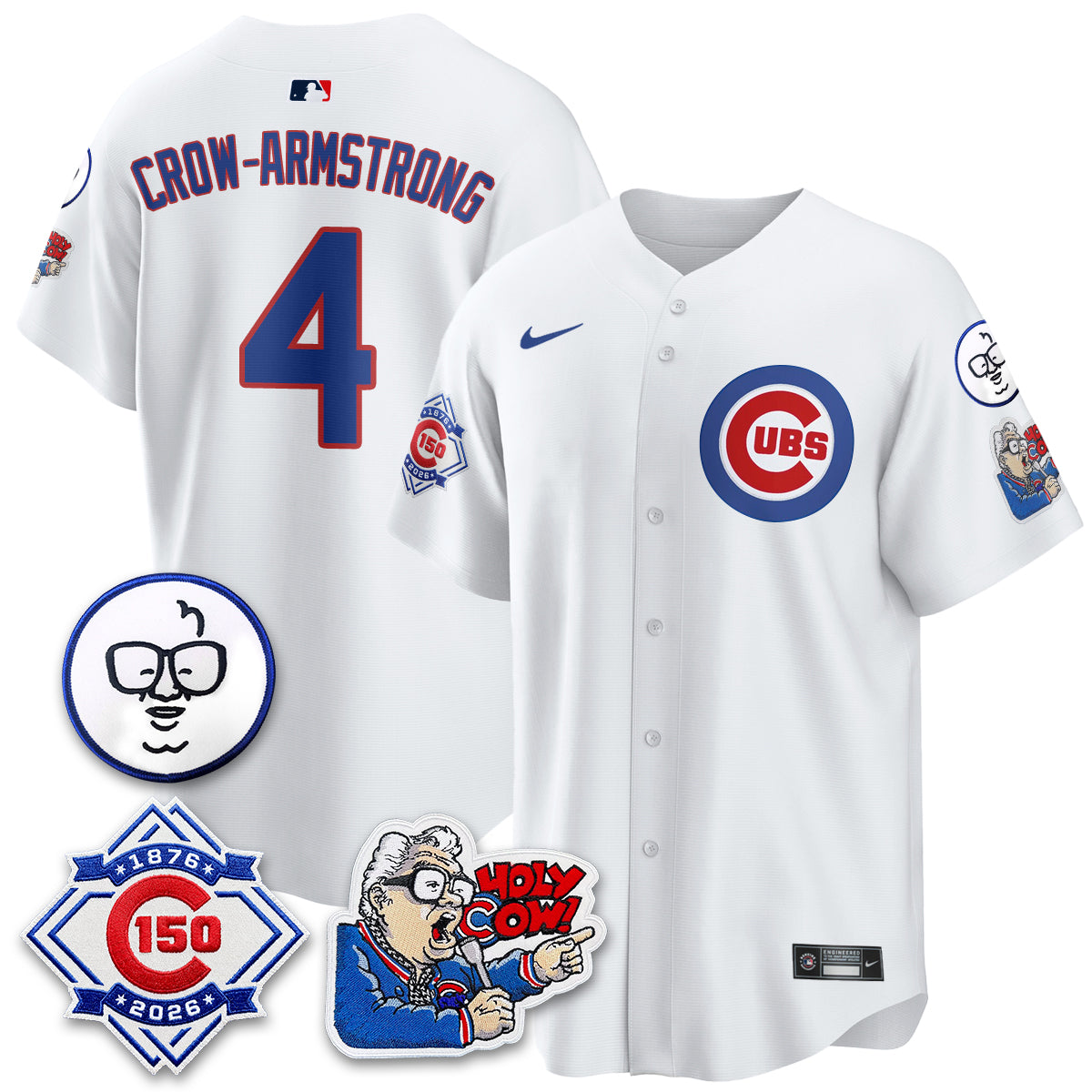 CHC 150th Anniversary Harry Caray Holy Cow Limited Blue Jersey - Stitched V2