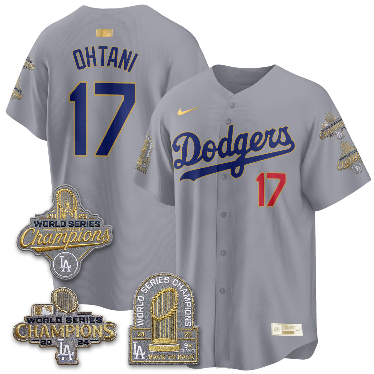LAD Gold Collection Stadium Vapor Limited Jersey - Back to Back 9x Champs - Stitched