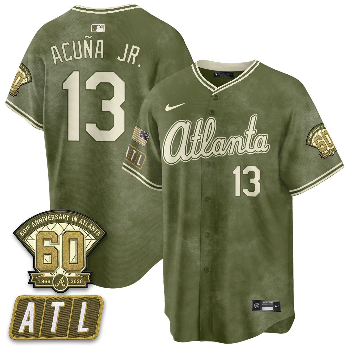 ATL New Era Olive 2026 Armed Forces Day Vapor Limited Jersey - Stitched