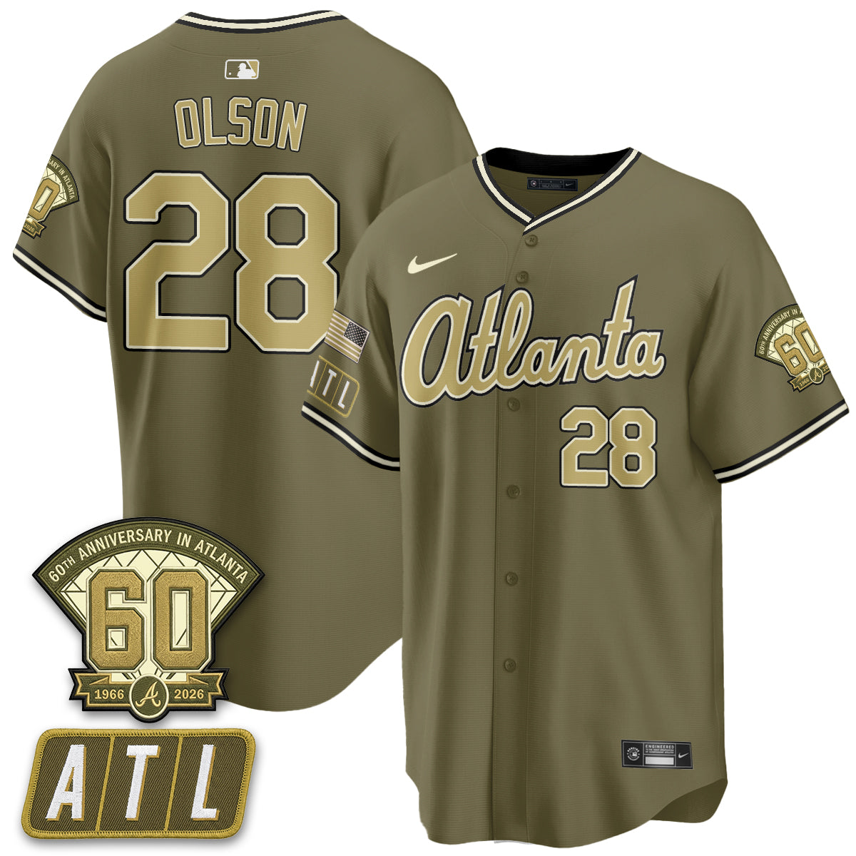 ATL New Era Olive 2026 Armed Forces Day Vapor Limited Jersey - Stitched