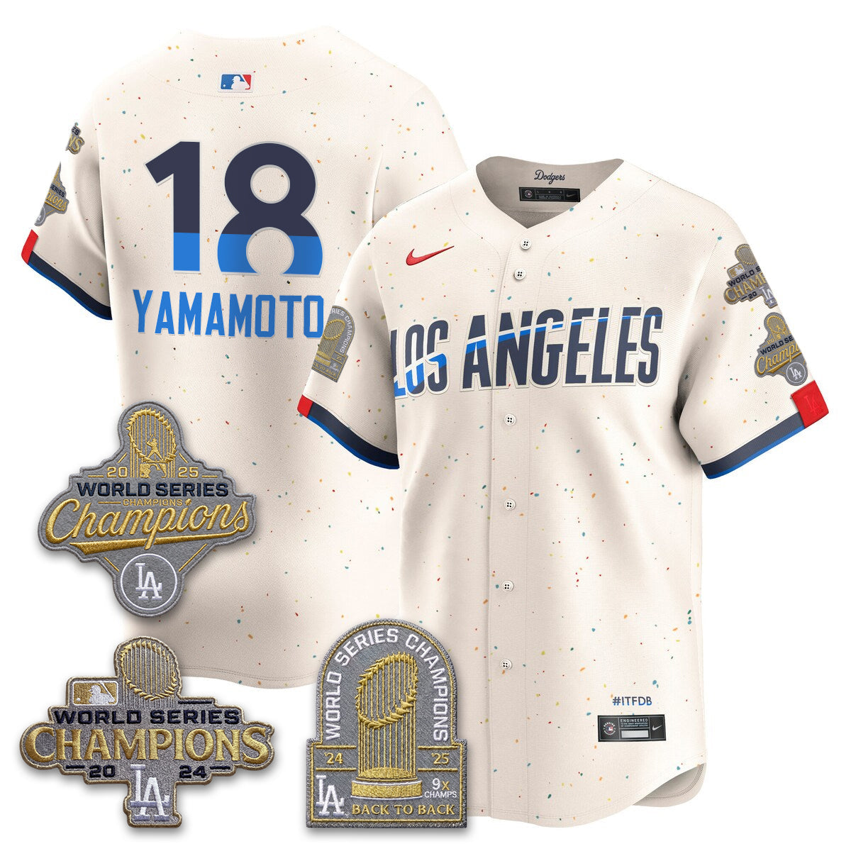 LAD Gold Collection Stadium Vapor Limited Jersey - Back to Back 9x Champs - Stitched