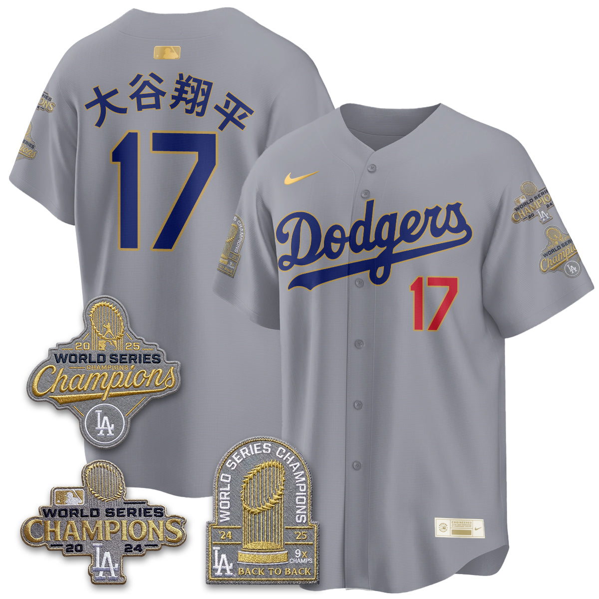 LAD Gold Collection Stadium Vapor Limited Jersey - Back to Back 9x Champs - Stitched
