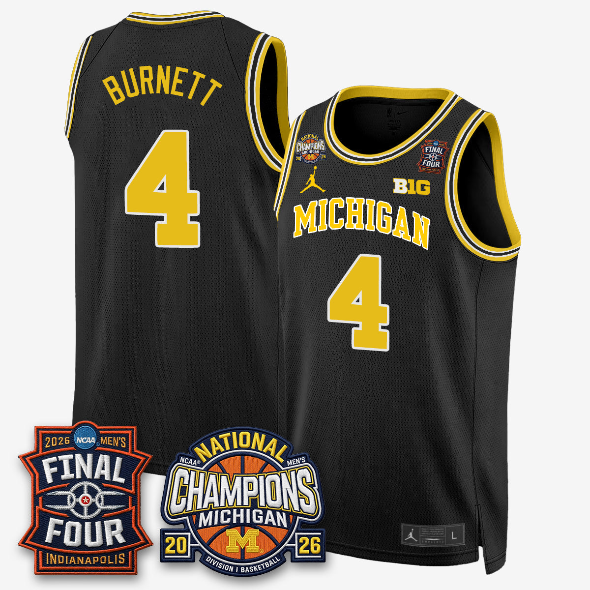MICH Men's Basketball National Champions Big Text Limited Vapor Jersey - All Stitched