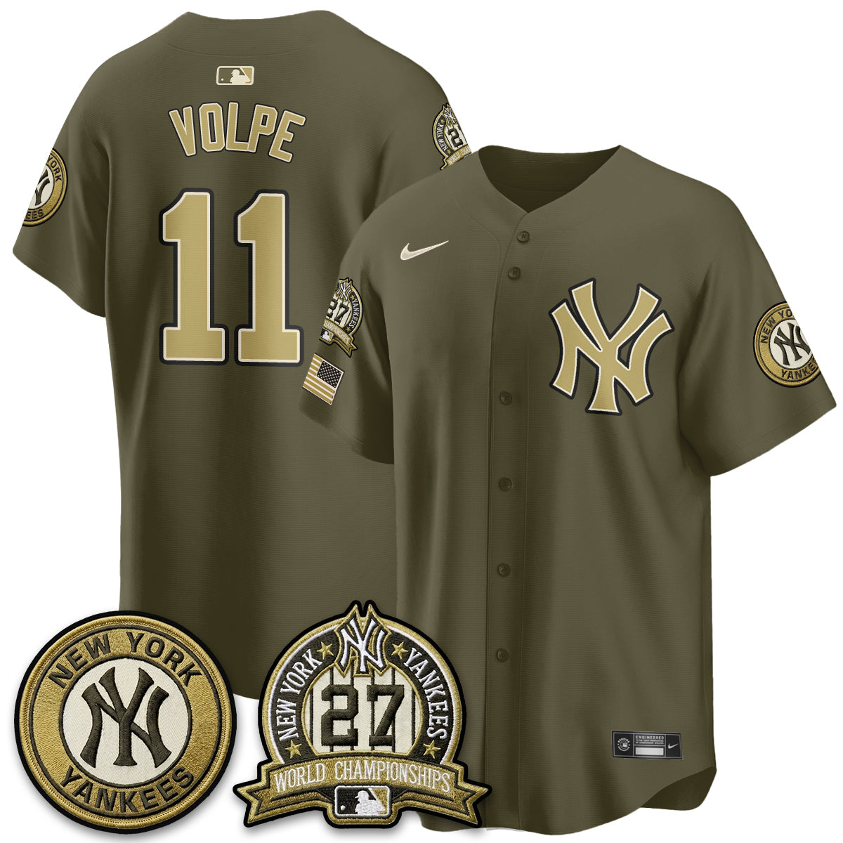 NYY New Era Olive 2026 Armed Forces Day Jersey -All Stitched