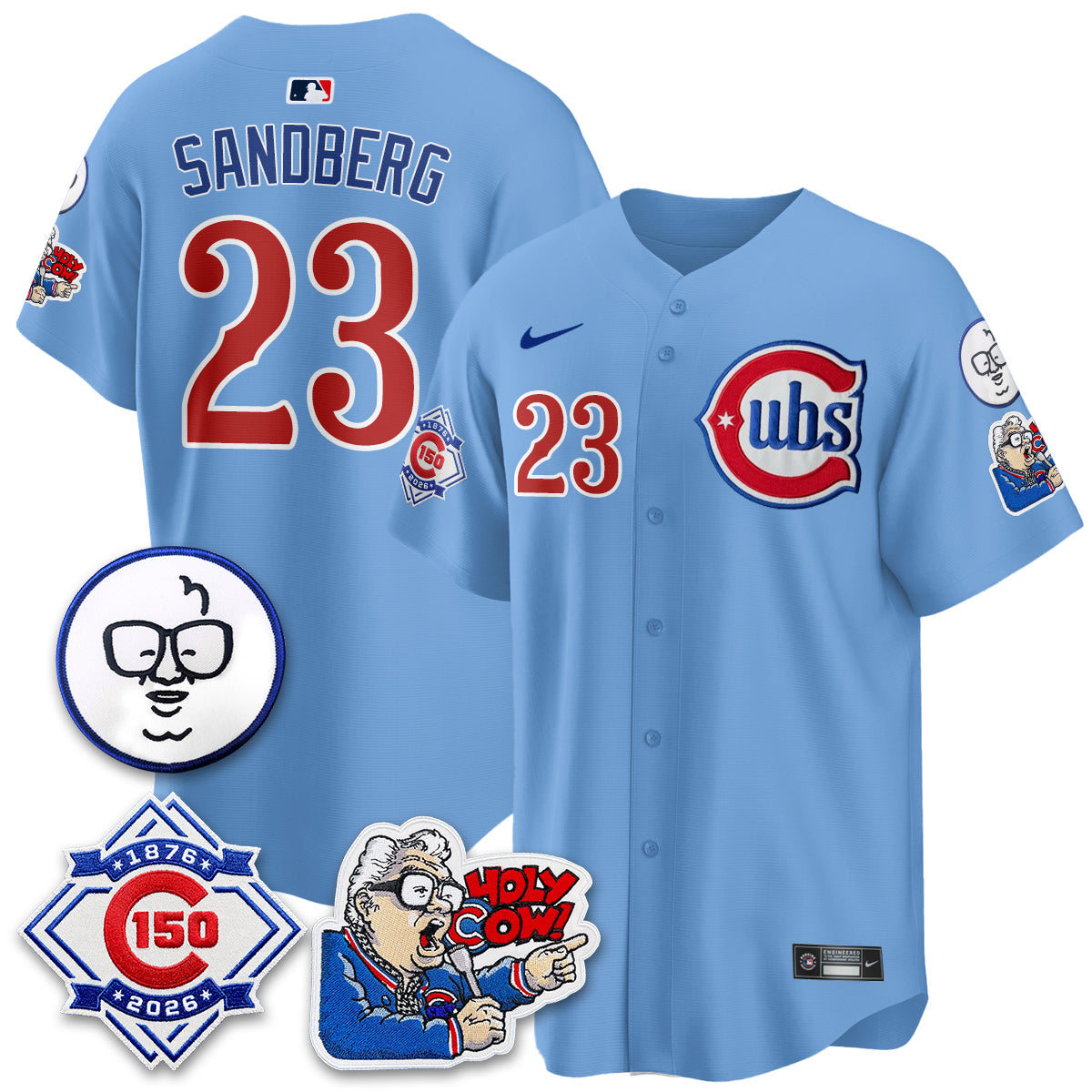 CHC 150th Anniversary Harry Caray Holy Cow Limited Blue Jersey - Stitched V2