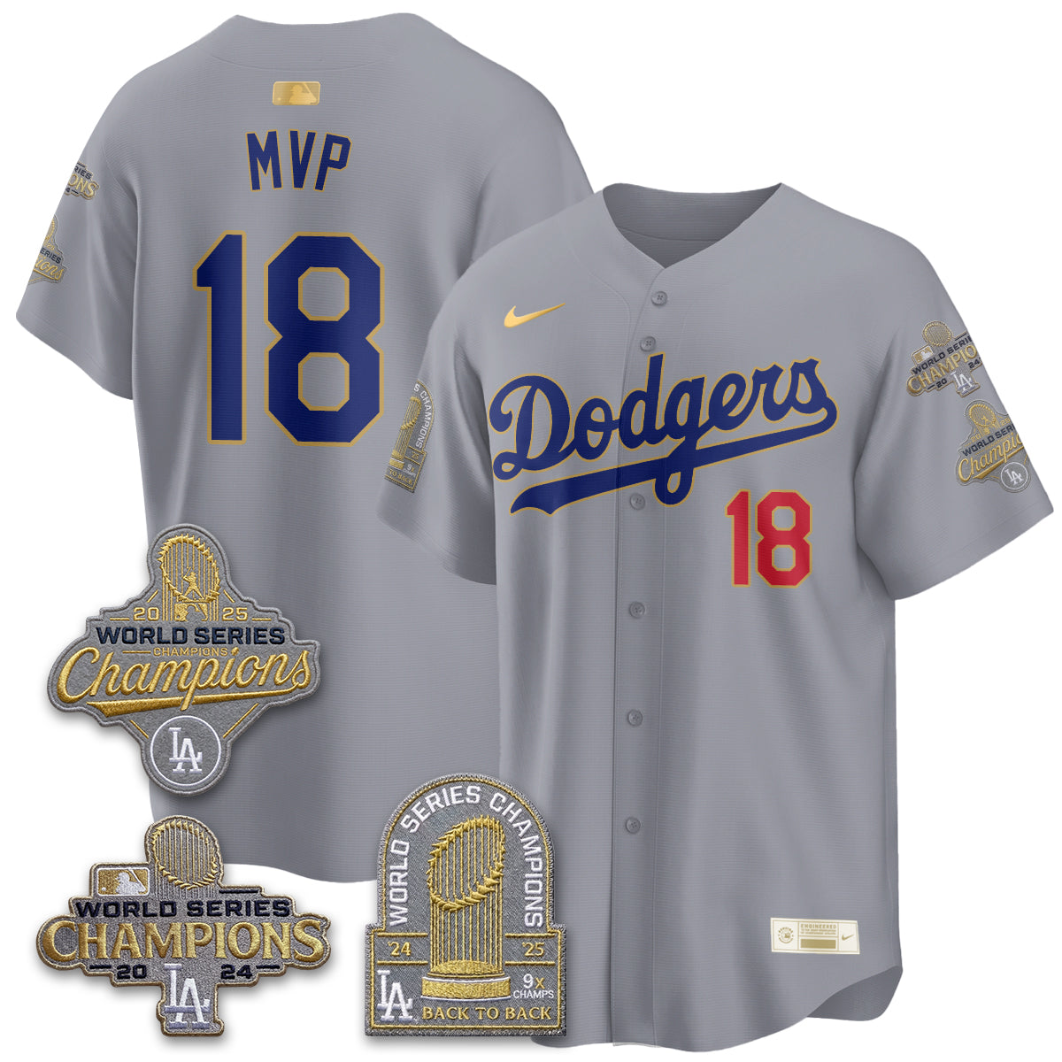 LAD Gold Collection Stadium Vapor Limited Jersey - Back to Back 9x Champs - Stitched