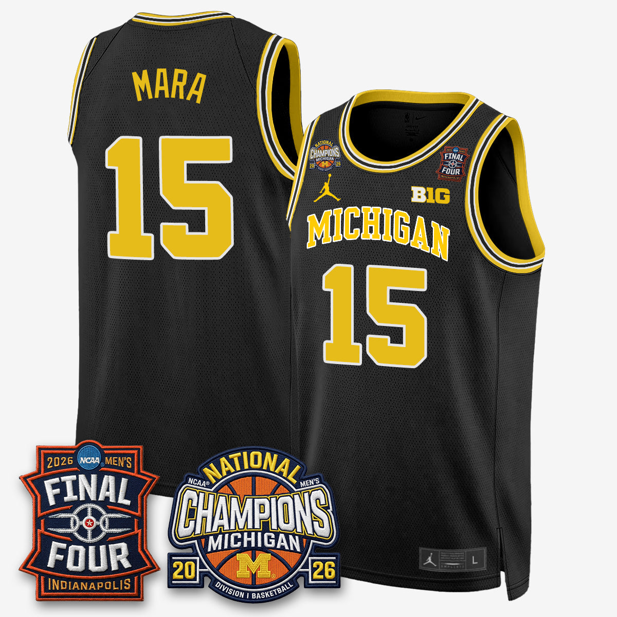 MICH Men's Basketball National Champions Big Text Limited Vapor Jersey - All Stitched