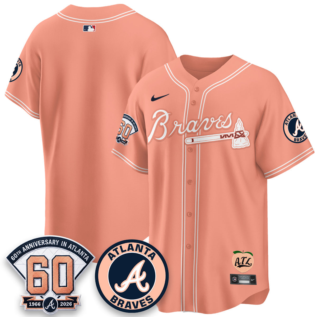 ATL 60th Anniversary Peach Edition Vapor Premier Limited Jersey - Stitched (28)