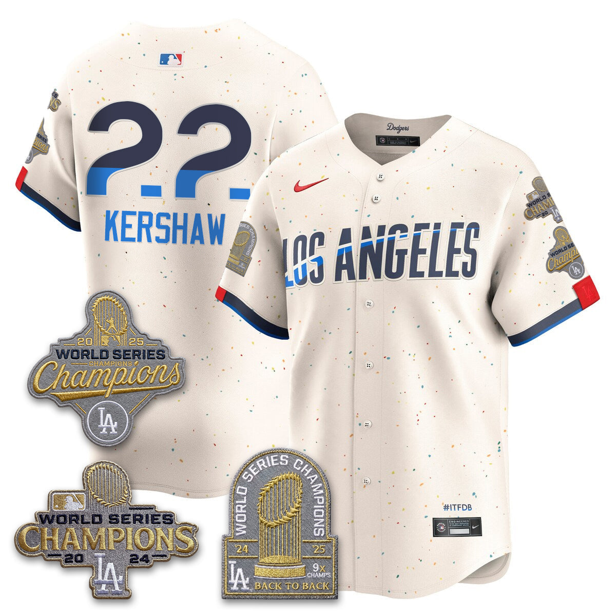 LAD Gold Collection Stadium Vapor Limited Jersey - Back to Back 9x Champs - Stitched
