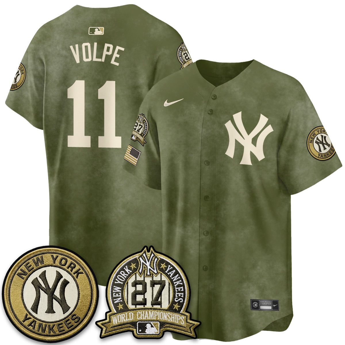 NYY New Era Olive 2026 Armed Forces Day Jersey -Stitched