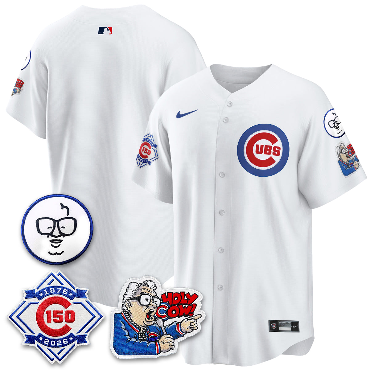 CHC 150th Anniversary Harry Caray Holy Cow Limited Navy Jersey - Stitched V2