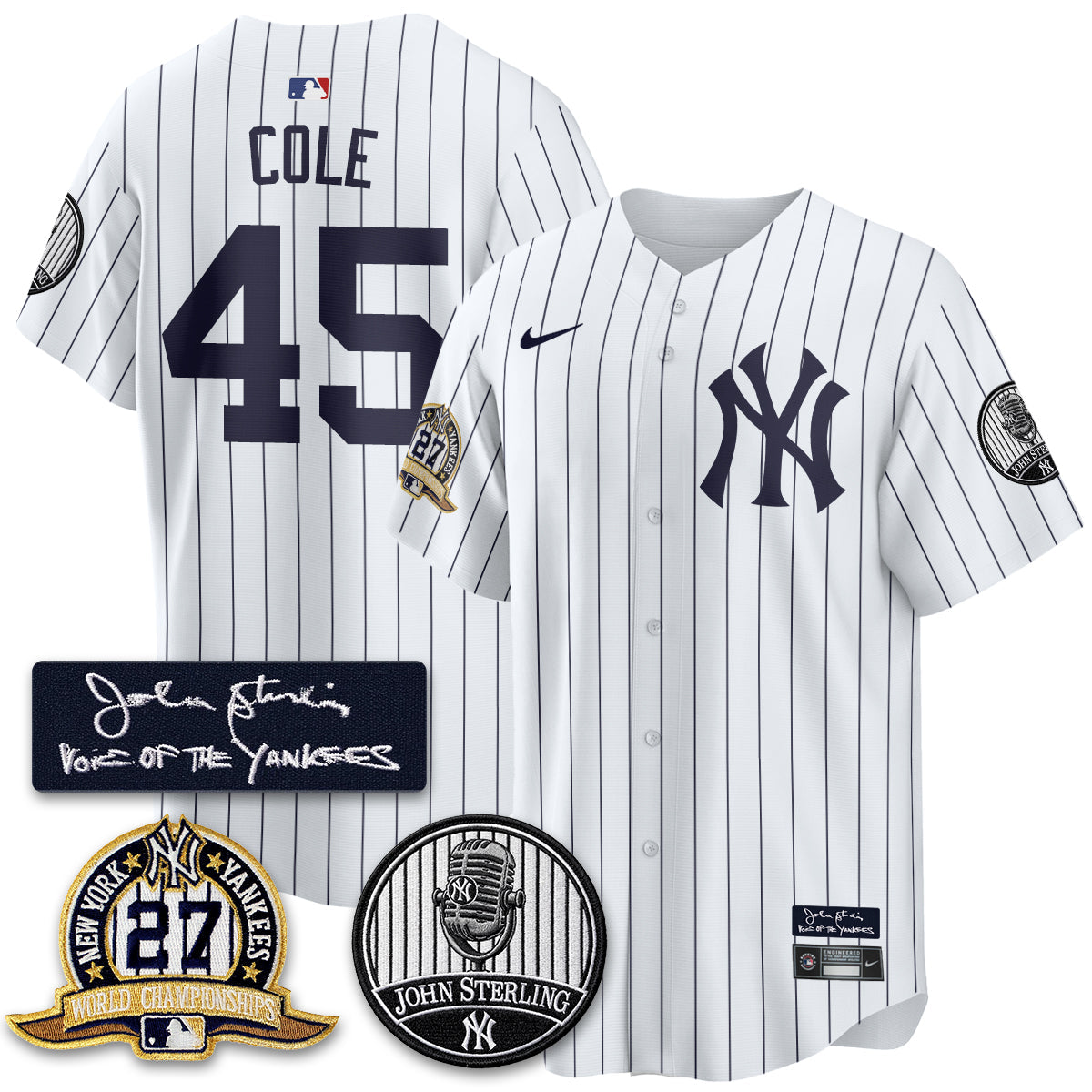 NYY John Sterling Tribute Patch Vapor Premier Limited Jersey - Stitched