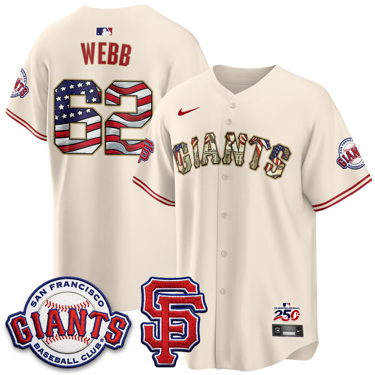 San Francisco Giants2026 Independence Day USA Jersey - Stitched