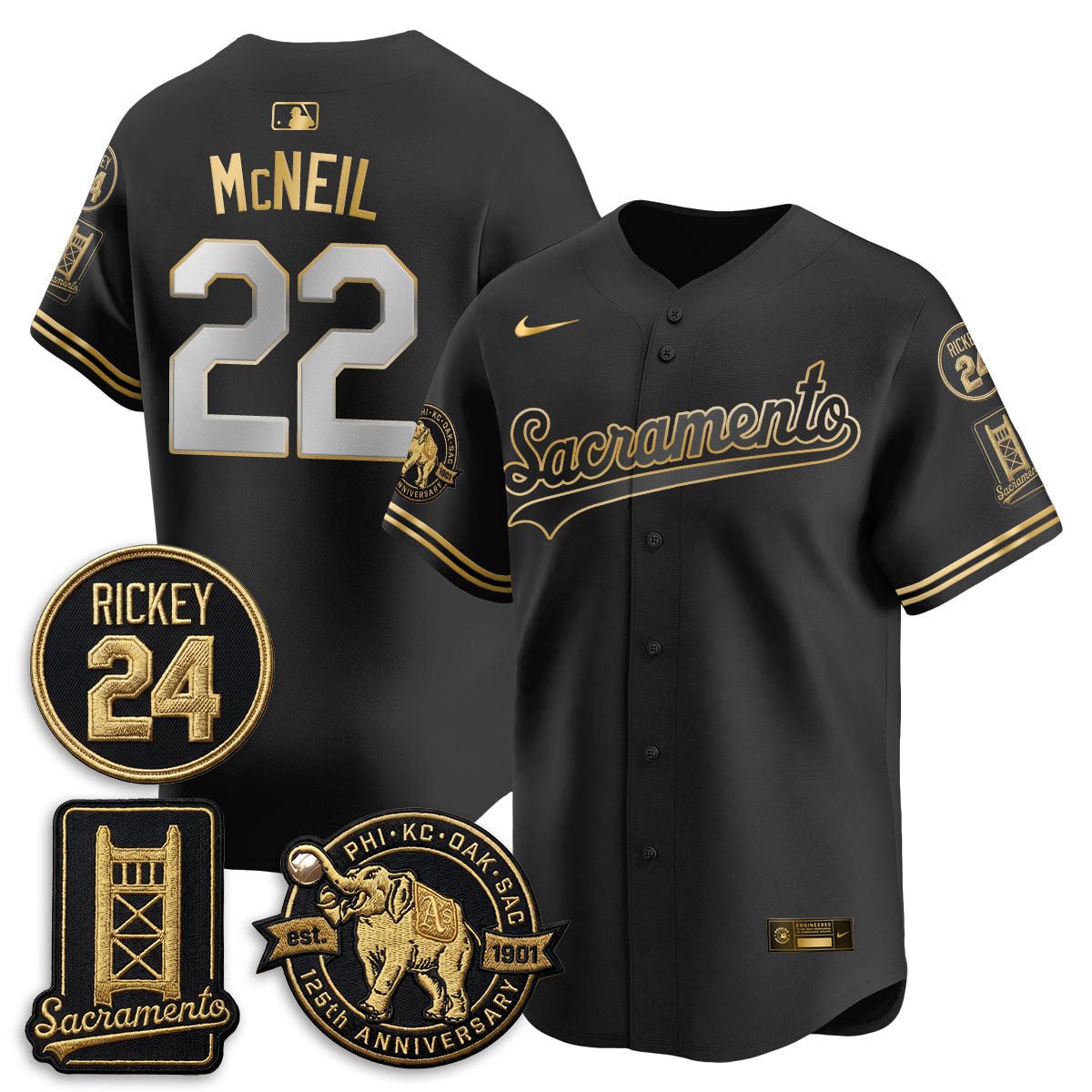 OAK 2026 Alternate Sacramento 125 Years Limited Vapor Gold Edition Jersey - All Stitched