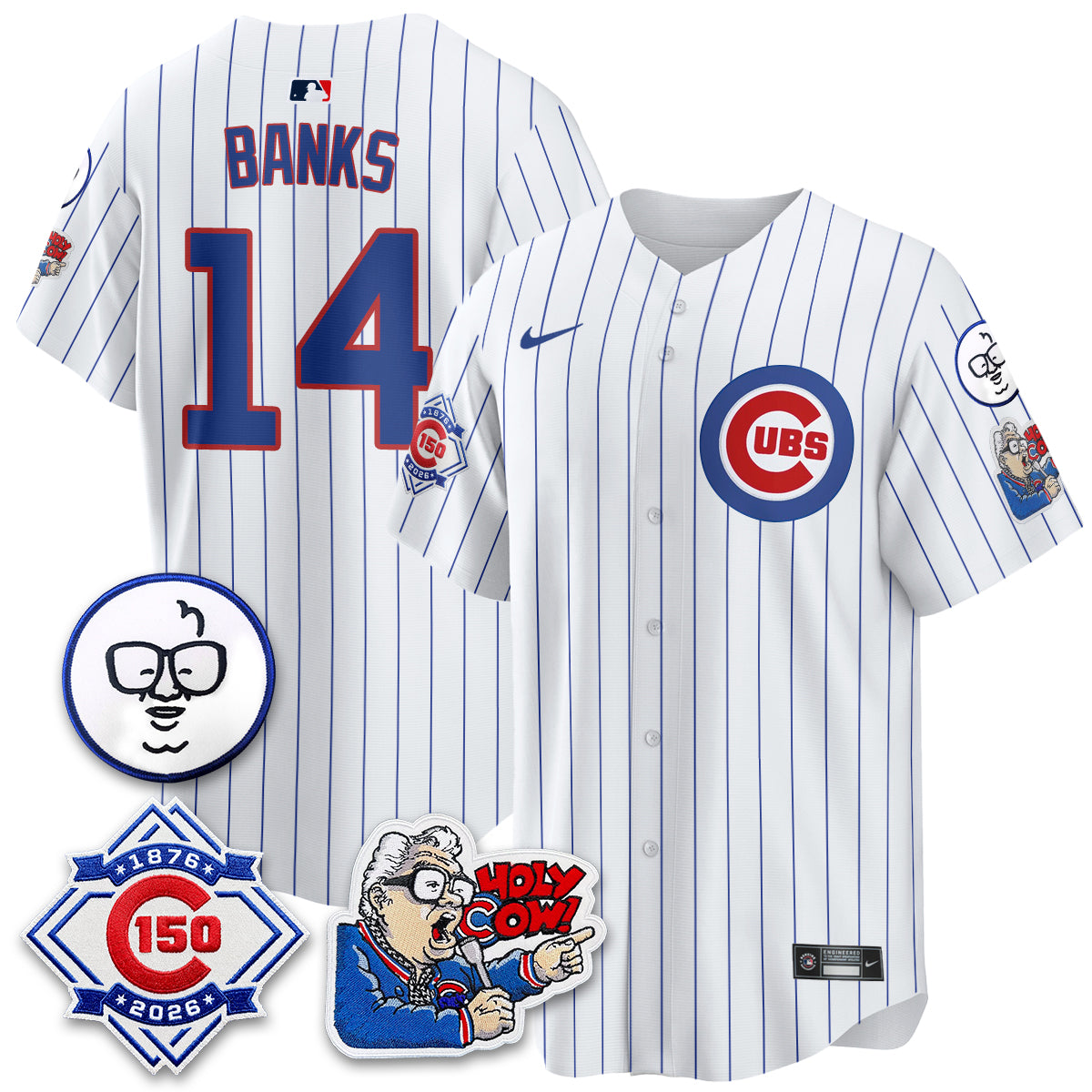 CHC 150th Anniversary Harry Caray Holy Cow Limited Navy Jersey - Stitched V2