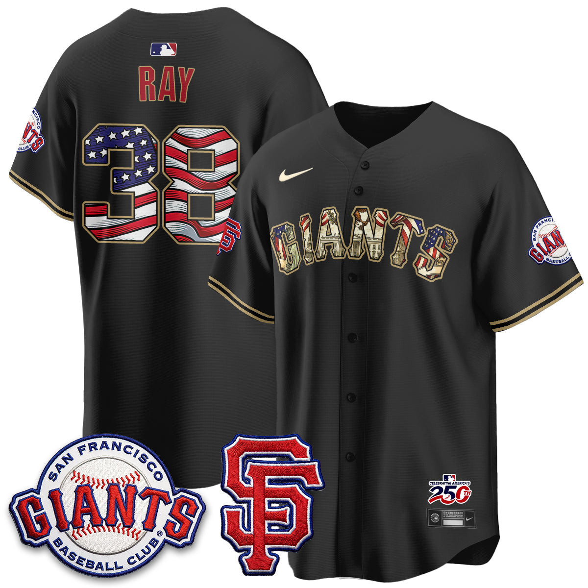San Francisco Giants2026 Independence Day USA Jersey - Stitched