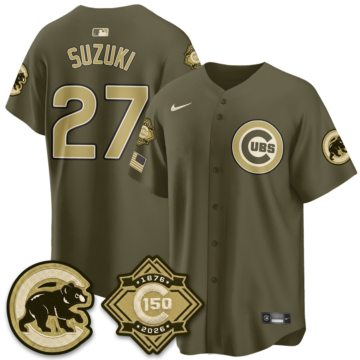CHC New Era Olive 2026 Armed Forces Day Jersey -All Stitched