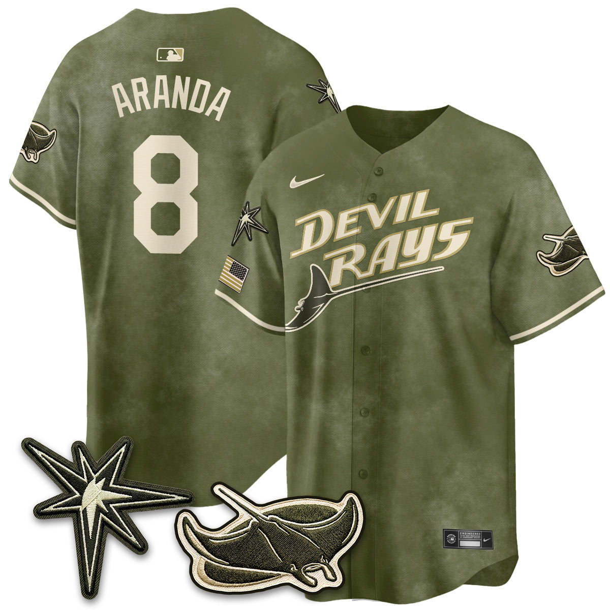 TB New Era Olive 2026 Armed Forces Day Jersey - All Stitched