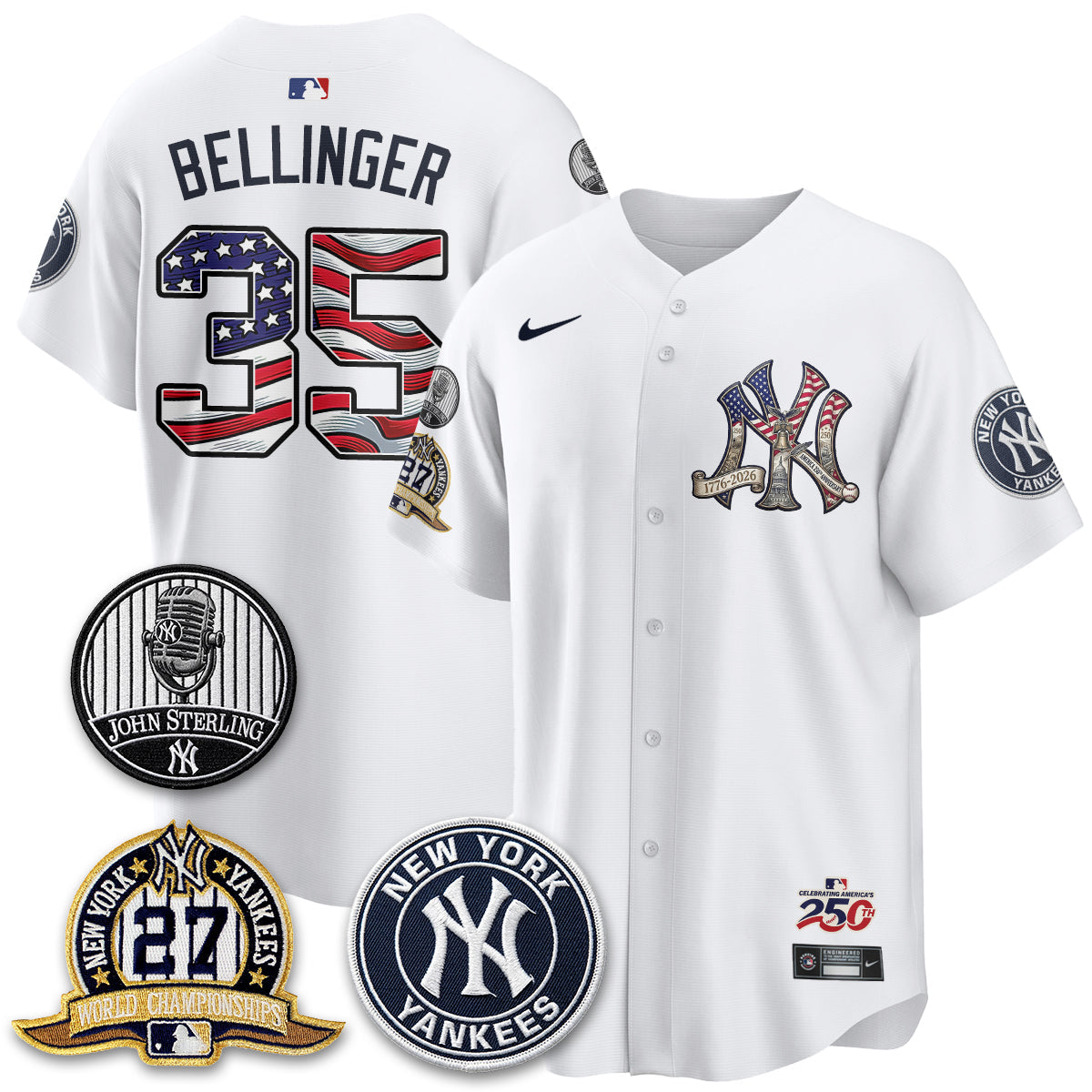 NYY Independence Day USA Vapor Limited Jersey - Stitched