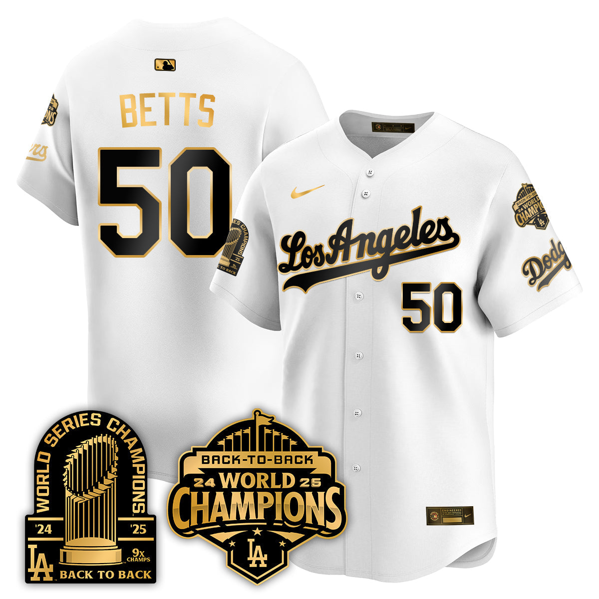 LAD Gold Collection Limited Gold Jersey - 9x & B2B Champs - Stitched