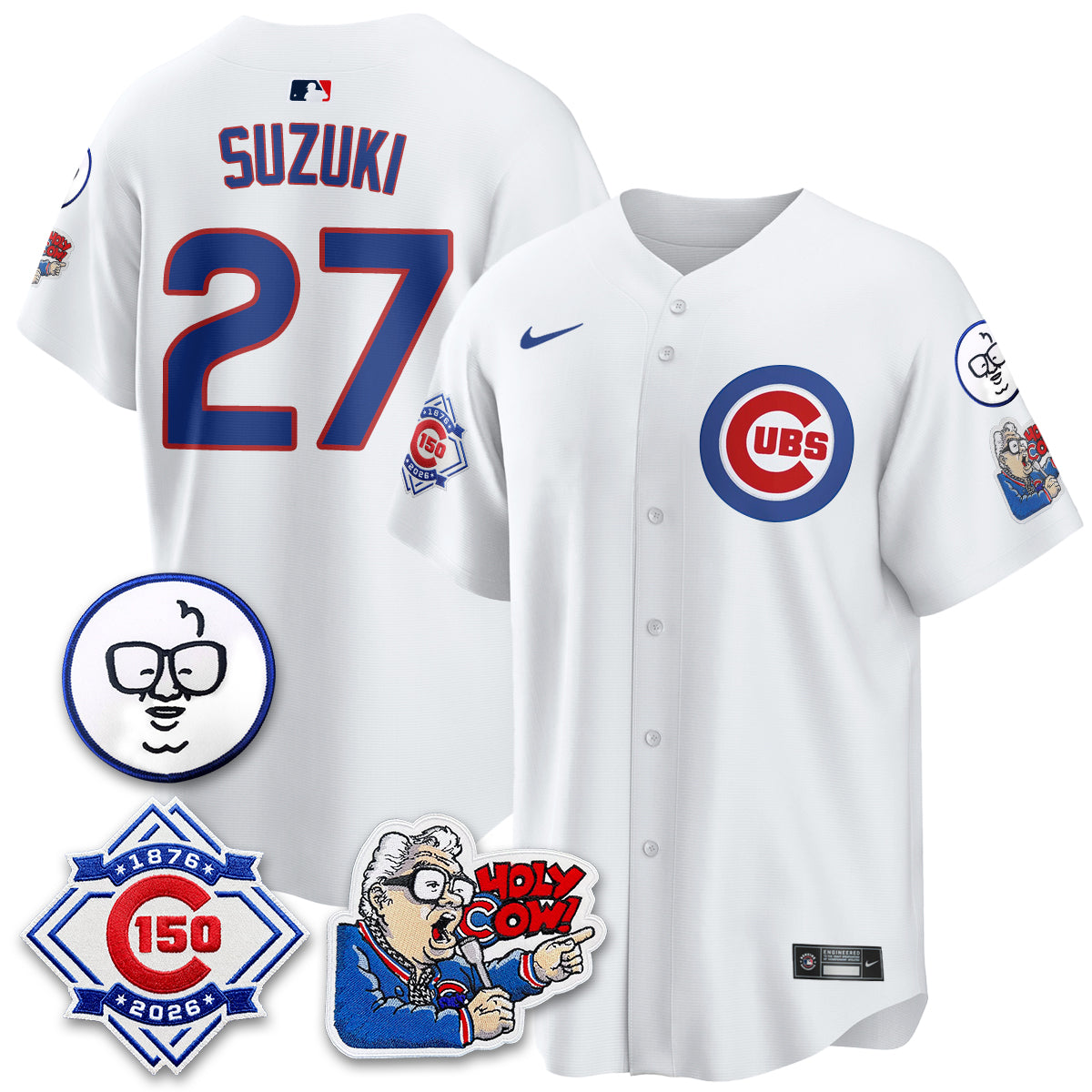 CHC 150th Anniversary Harry Caray Holy Cow Limited Blue Jersey - Stitched V2