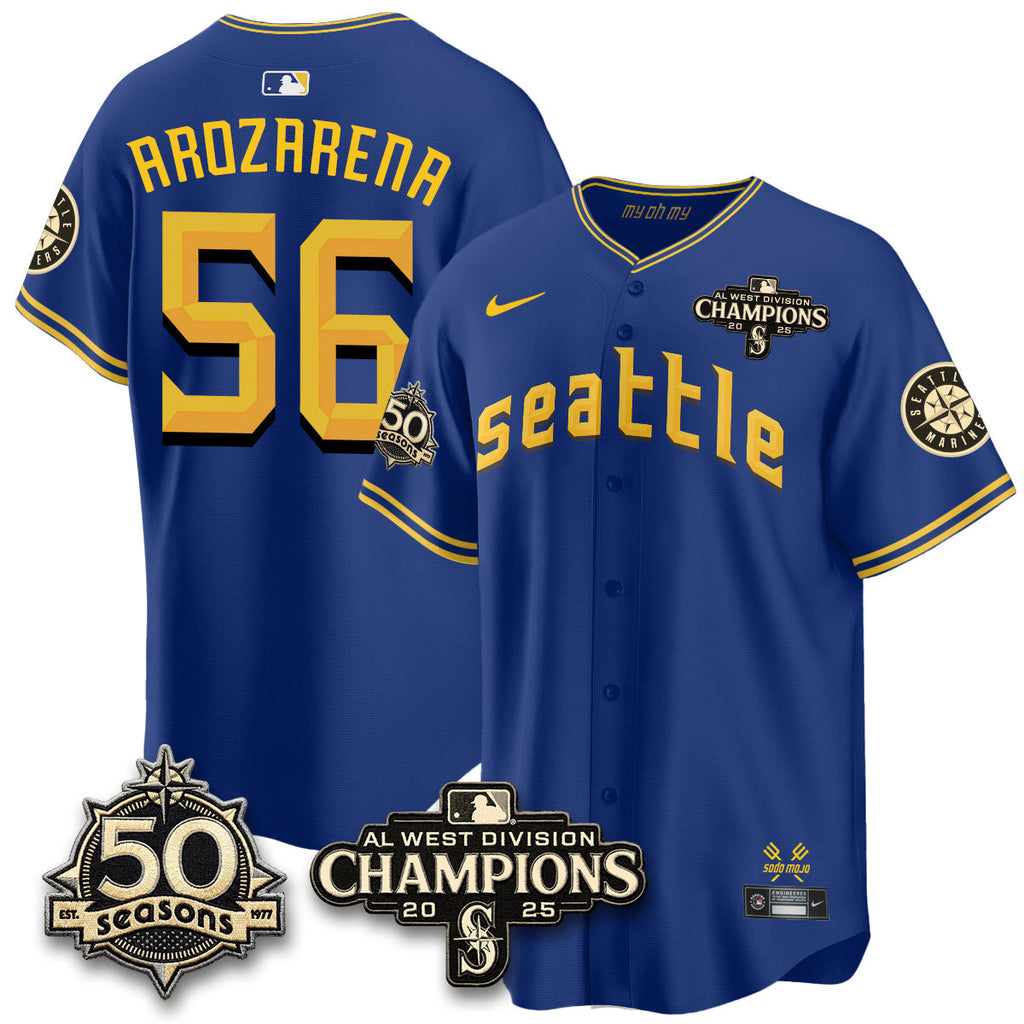 SEA Limited Throwback Cream Jersey - 50th Anniversary & AL West Division Champions - Stitched