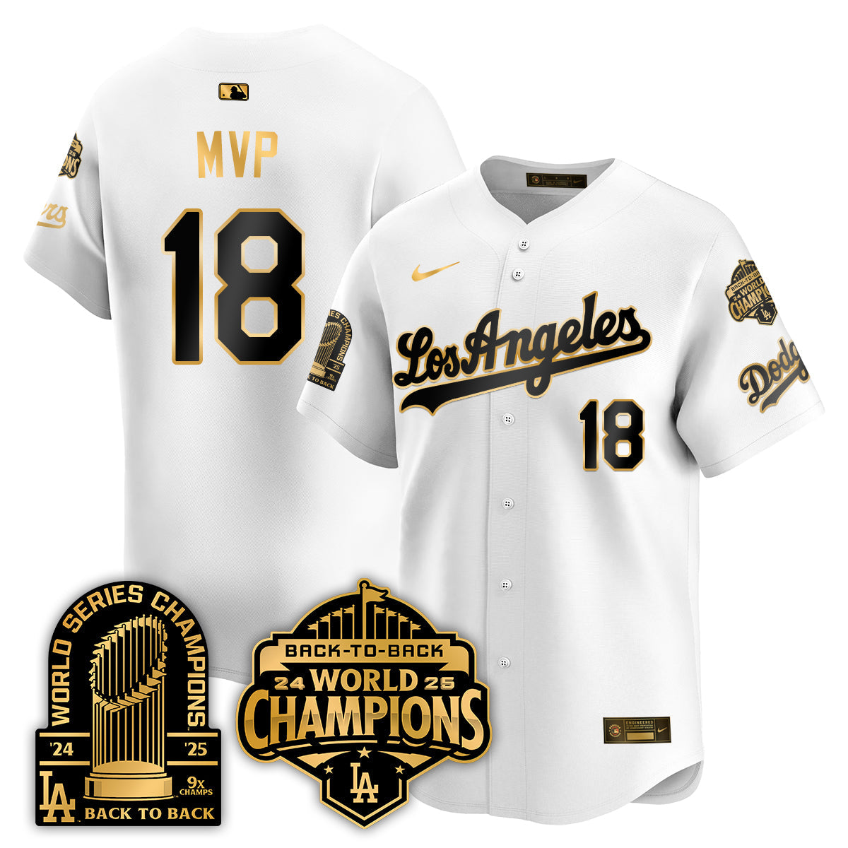 LAD Gold Collection Limited Gold Jersey - 9x & B2B Champs - Stitched