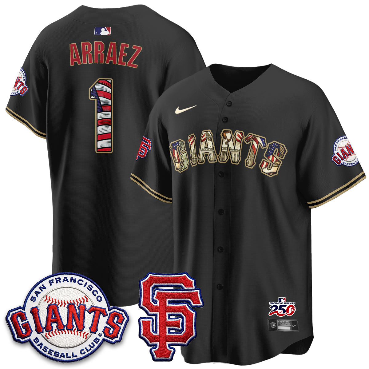 San Francisco Giants2026 Independence Day USA Jersey - Stitched