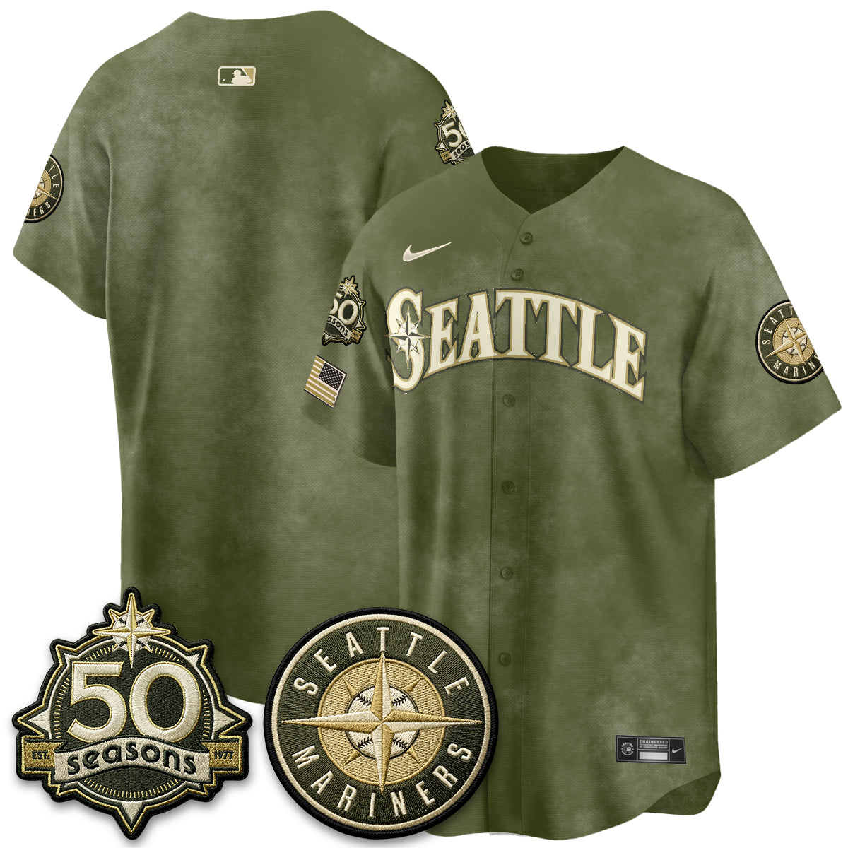 SEA New Era Olive 2026 Armed Forces Day Jersey - Stitched