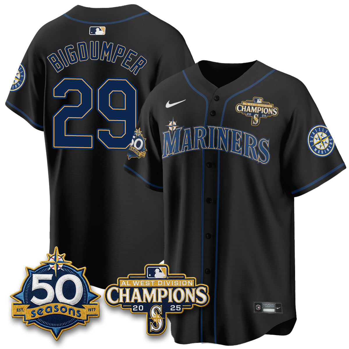 SEA 50th Anniversary Black Out Style Vapor Premier Limited Jersey - Stitched